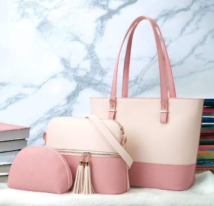 3 Piece Tote Handbag Elegant Design Premium Quality Smooth Finish Easy Carry For Daily Fashion Needs - Black and Skin