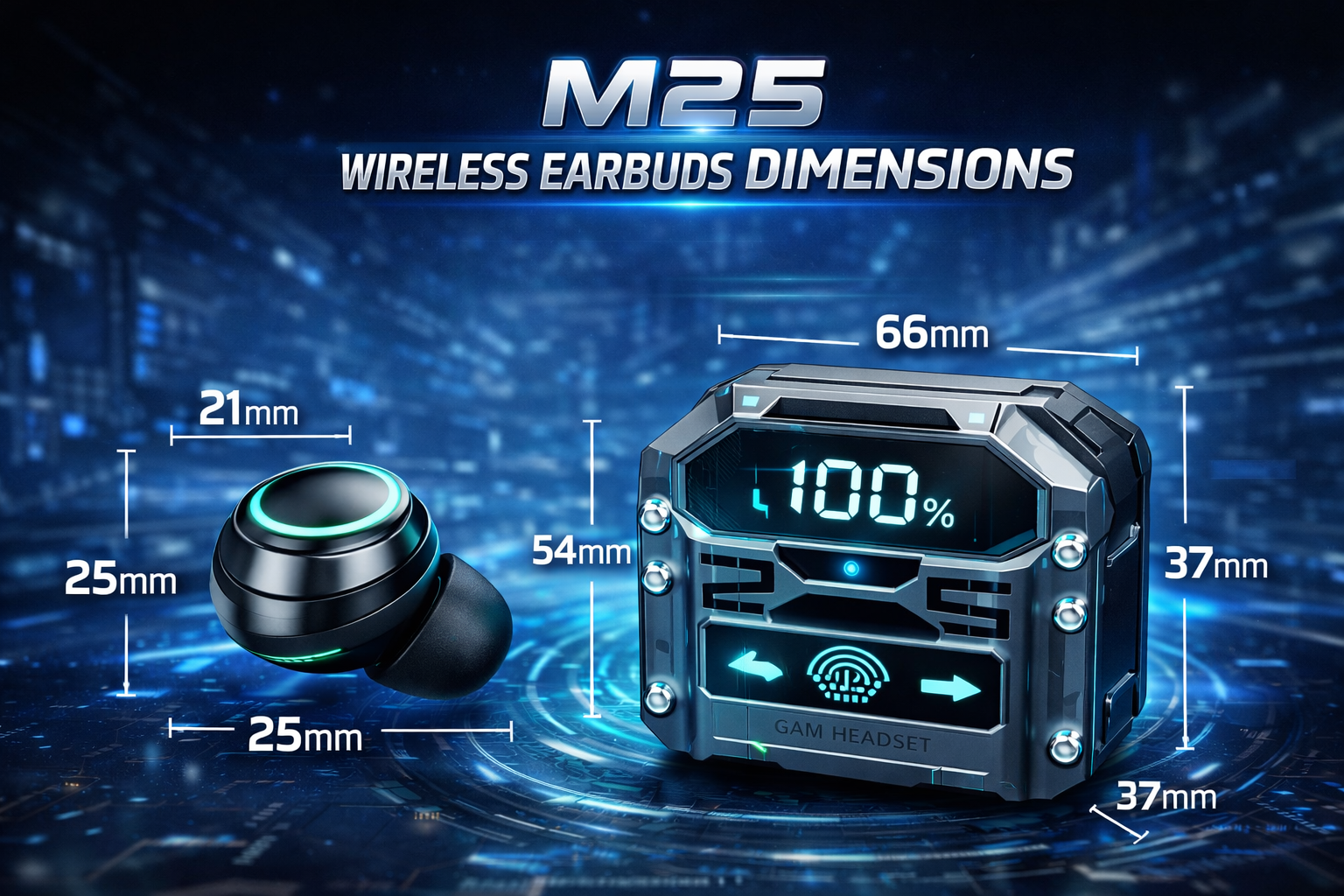 M25 Wireless Earbuds – LED Display | Touch Control | Long-Lasting Performance